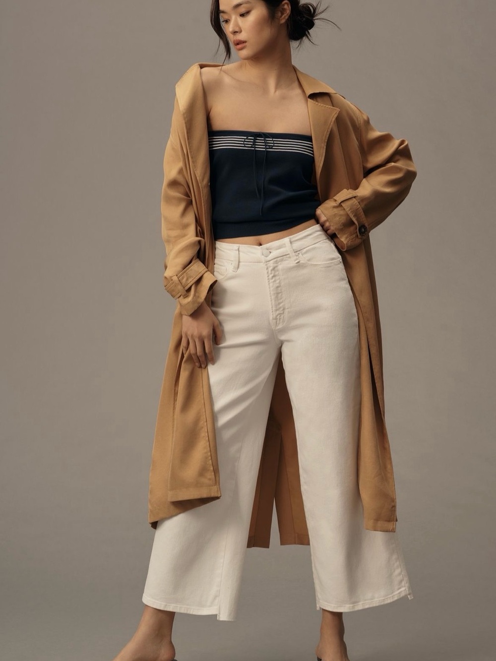Good American Good waist high-rise crop Palazzo Jeans in White